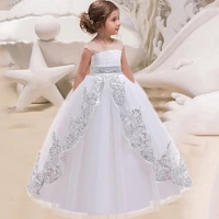 christmas white long bridesmaid kids clothes girls sequin gown party wedding clothing baby princess 8 10 12 years vestidos