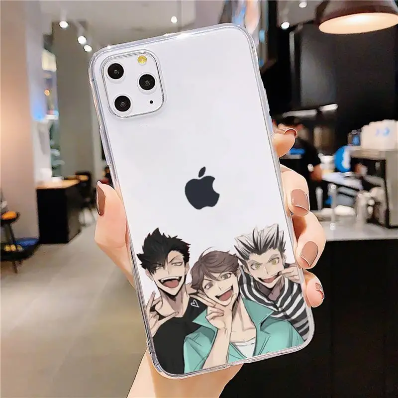 

Cute Japan Anime Oya Haikyuu Phone Case Transparent soft For iphone 5 5s 5c se 6 6s 7 8 11 12 plus mini x xs xr pro max