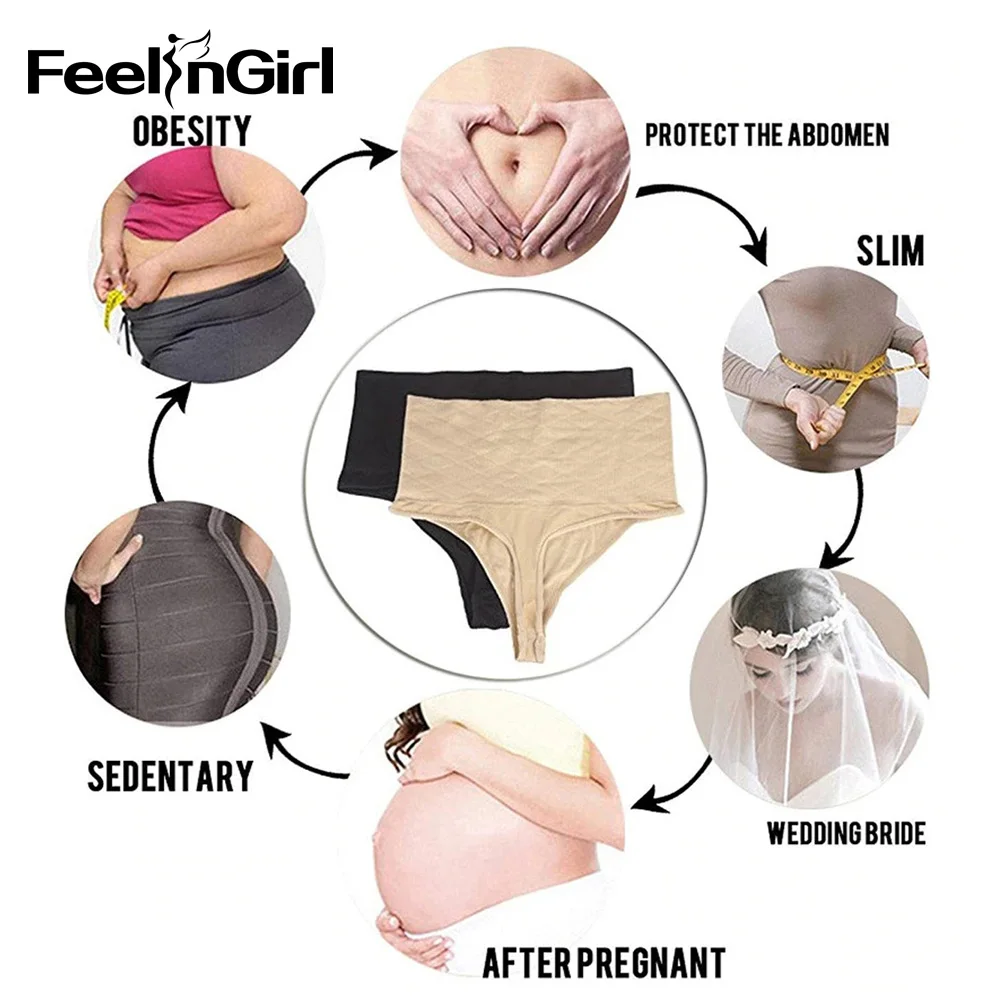 FeelinGirl, высокая талия, тренажер, контроль живота, талия, Cincher, женское белье, Корректирующее белье, слиммингтонг, стринги, подтягивающие попки, бесшовные трусики