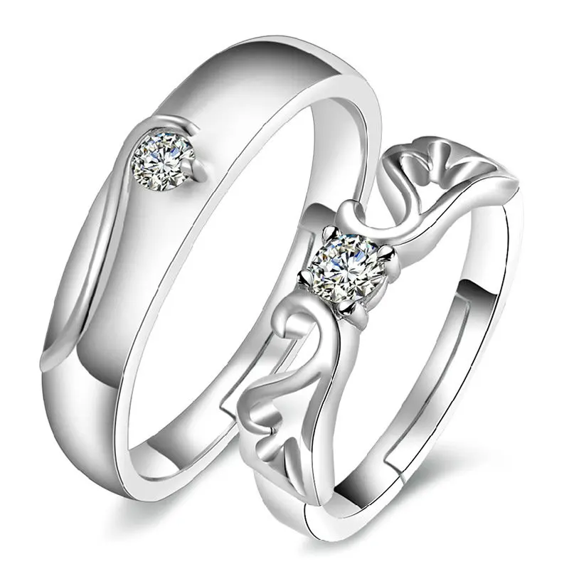 

Silver Female Models Angel Love Couple Cute Wild Fashion Jewelry Ring Opening Retro Crystal Jewelry