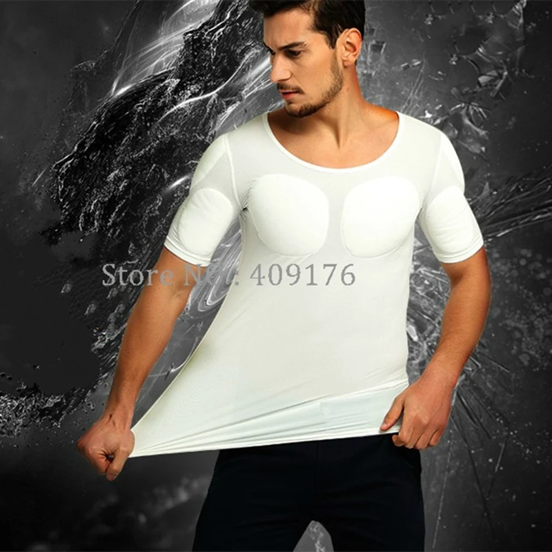 Muscle Undershirt Men Body Building Pecs Strong Chest Tops Padded Shaper Soft Enhancers Underwear