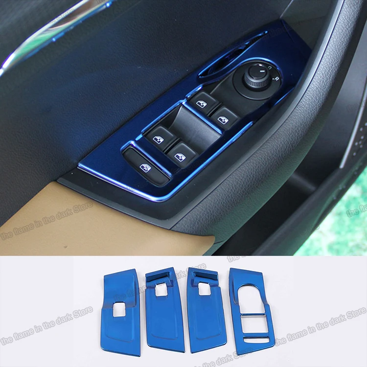 

Lsrtw2017 Stainless Steel Car Window Lifter Switch Control Panel Trims for Skoda Kamiq 2018 2019 2020 Accessories Auto Styling