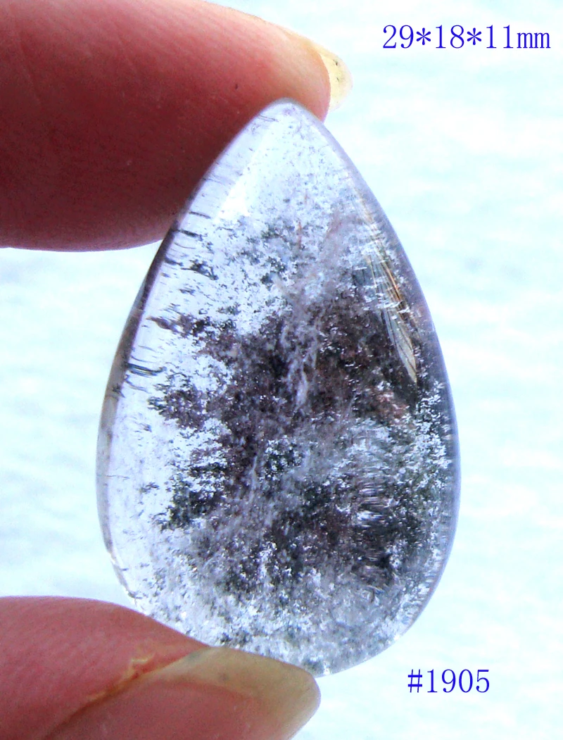 Натуральный зеленый фантомный кварцевый кристалл в форме каплевидной капли