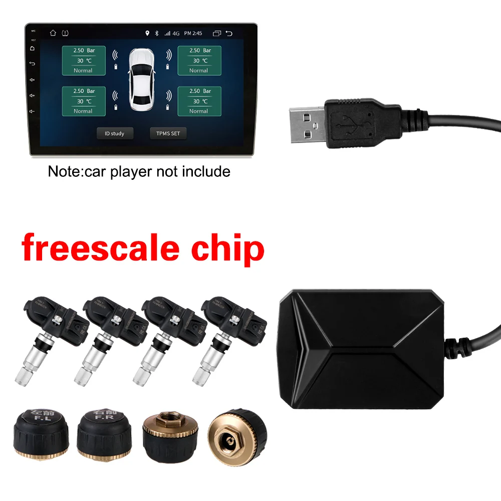 

USB Android Car TPMS Wireless Transmission TPMS Tire Pressure Monitoring System Android Navigation Alarm System With 4 Sensors