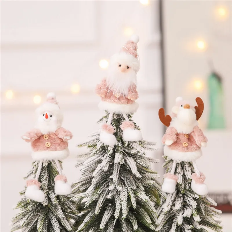 Рождественские милые украшения розовые и белые шелковые плюшевые подвесные