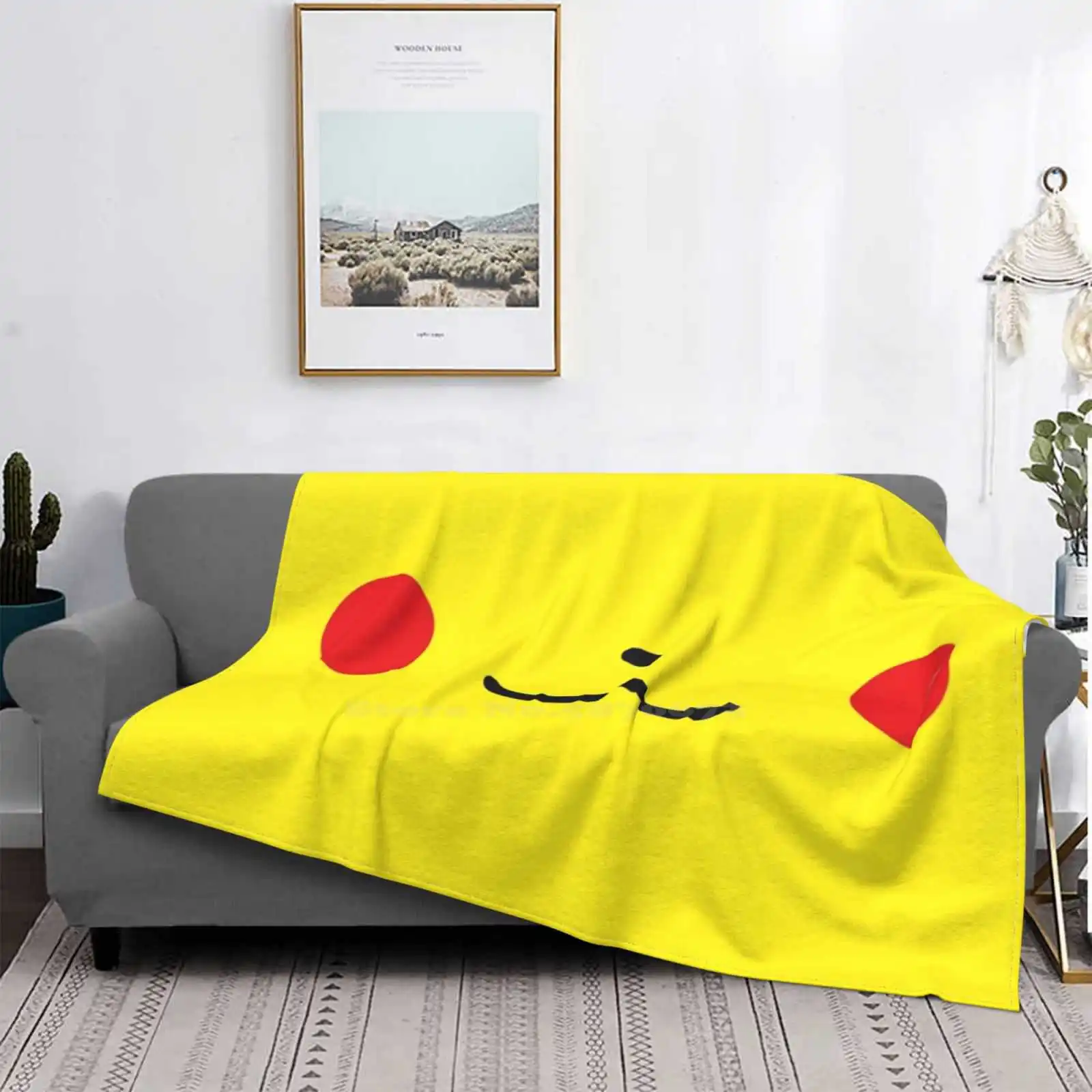 

Cute Picatchu Trend Style Funny Fashion Soft Throw Blanket Cute Amine Yellow Kawaii Japan Cat Face Best Selling Trending Mouth