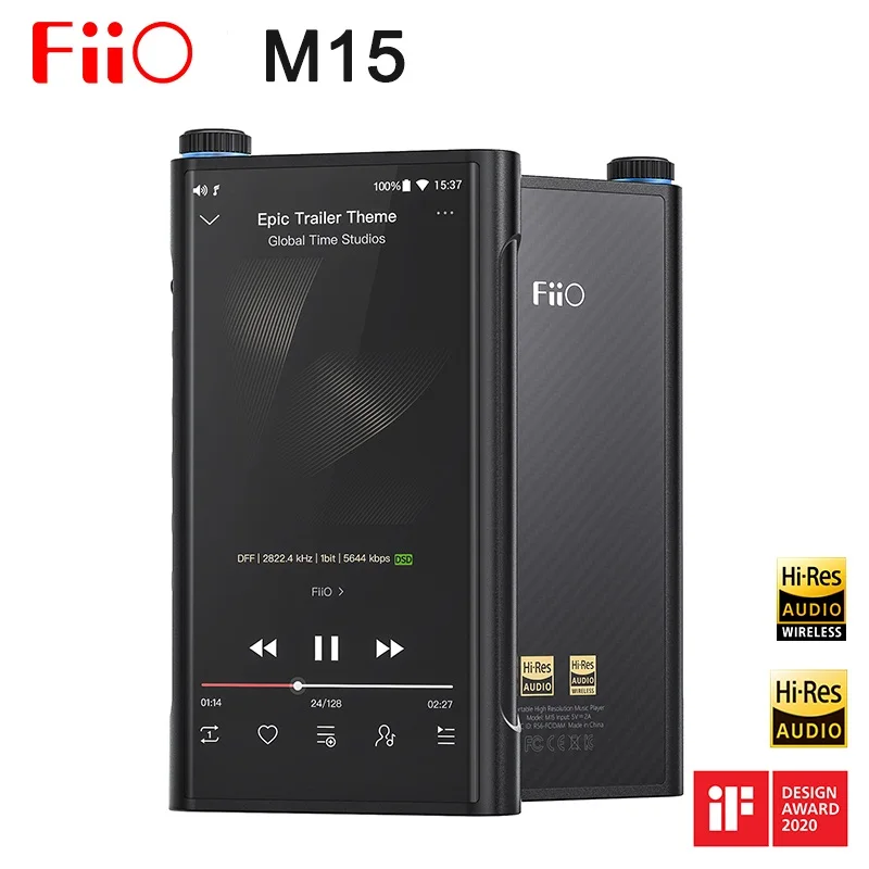 FiiO M15 Flagship Android Dual AK4499 Hi-Res Protable Musc Player MP3 USB DAC,Samsung Exynos7872,XMOS XUF208,DSD512 768kHz/32bit