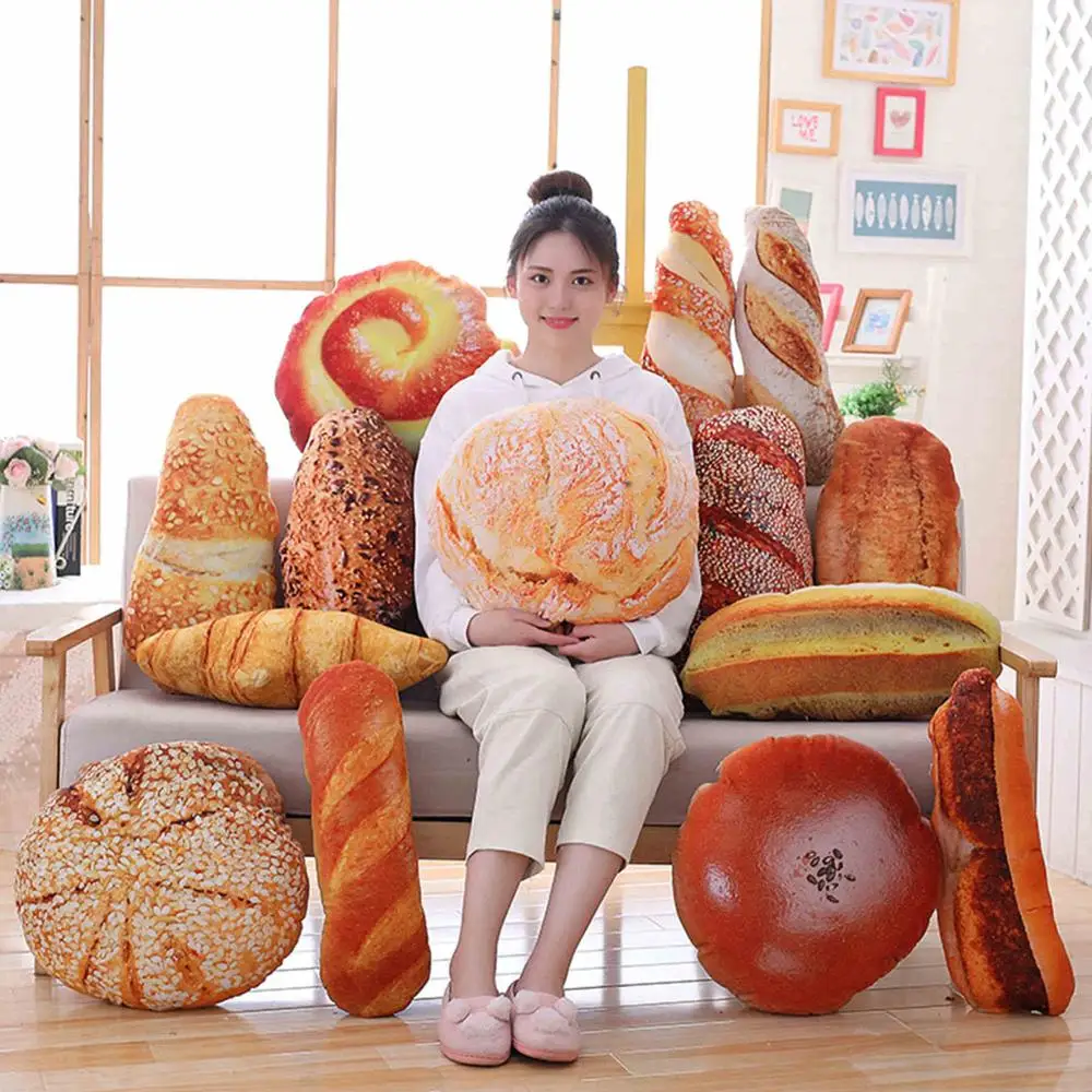 

3D Simulation Bread Plush Toys 52 cm Soft Stuffed Pillow Cushion Doll Bedding For Adults Kids Toys