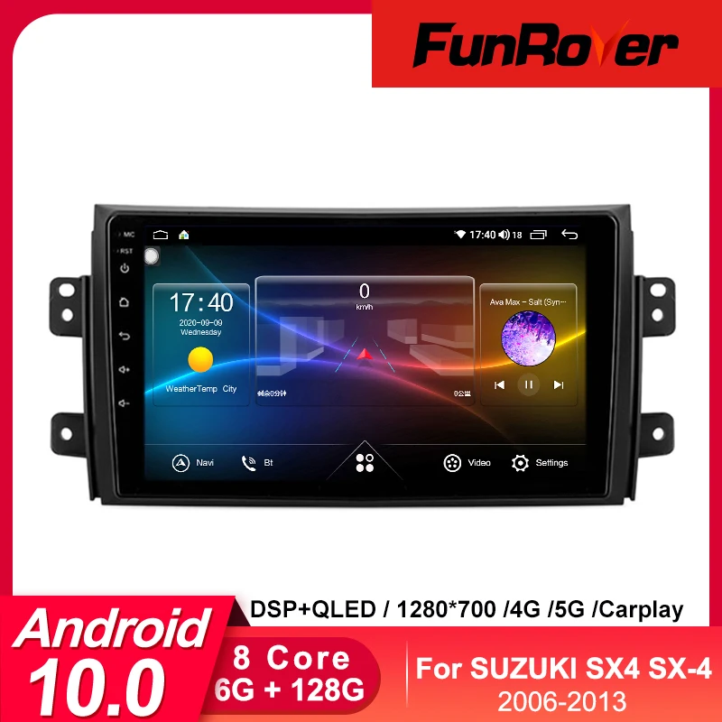 Funrover Android 10 0 2.5D + IPS автомобильный DVD GPS мультимедийный плеер для SUZUKI1 SX4 SX 4 2006 2014