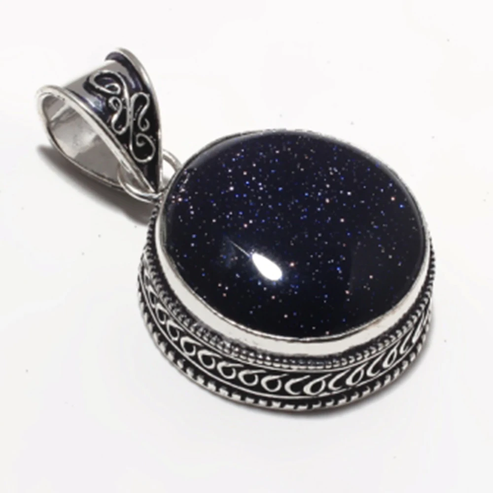 Подлинный синий кулон Sunstone Серебряный Верхний слой меди ручной работы женский