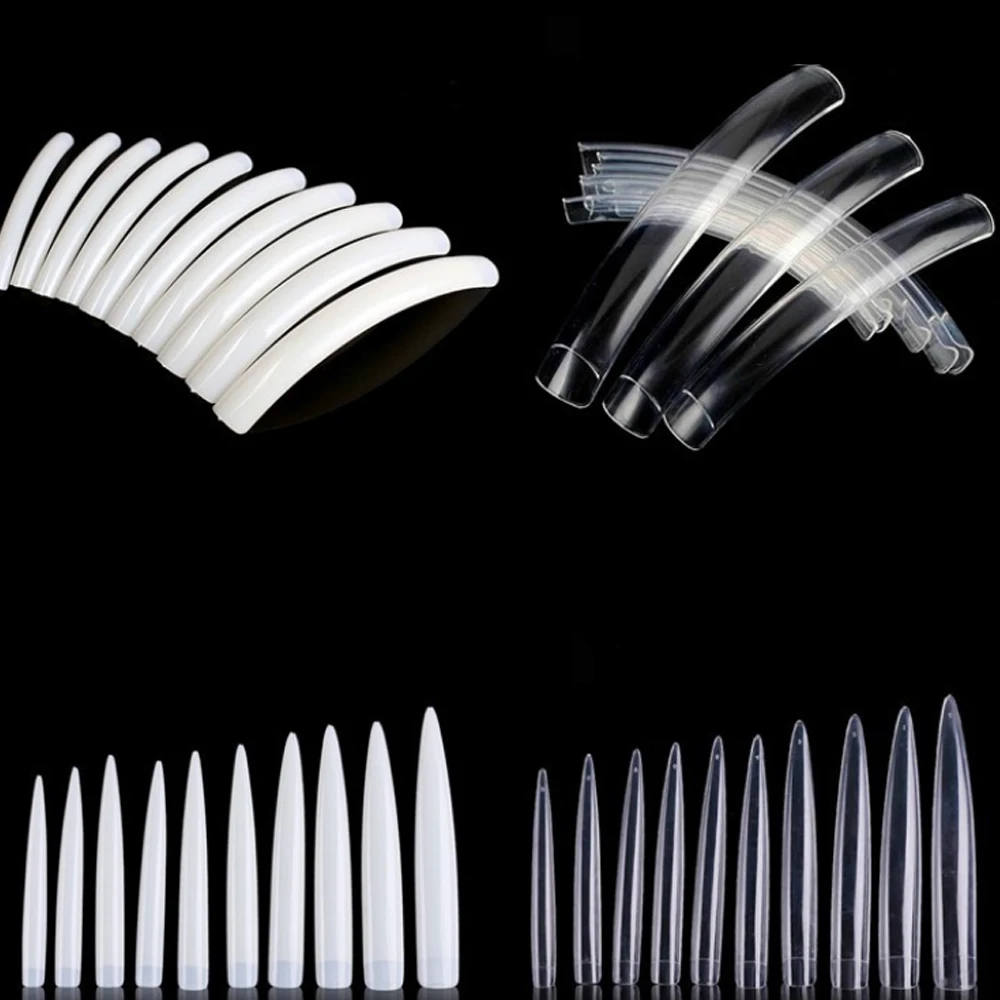 

500pcs Extra Long Straight Square Fake Nail Tips French Deep C U Curved False Nail Art Acrylic Half Full Cover Natural Clear Tip