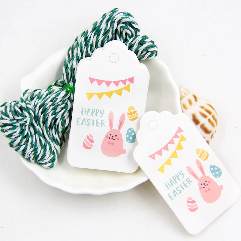 50 шт. пасхальные бирки из крафт бумаги с веревкой этикетки в виде кролика детская