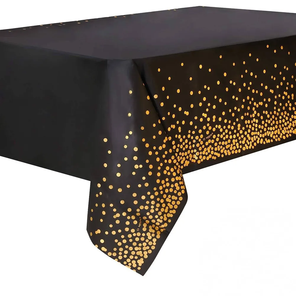 

Disposable Printing Polka Dot Rose Gold Tablecloth PE Plastic Oil-proof Tablecloth Home Hotel Party Supplies