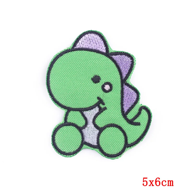 Искусственная зеленая нашивка с динозавром Мультяшные вышитые нашивки для