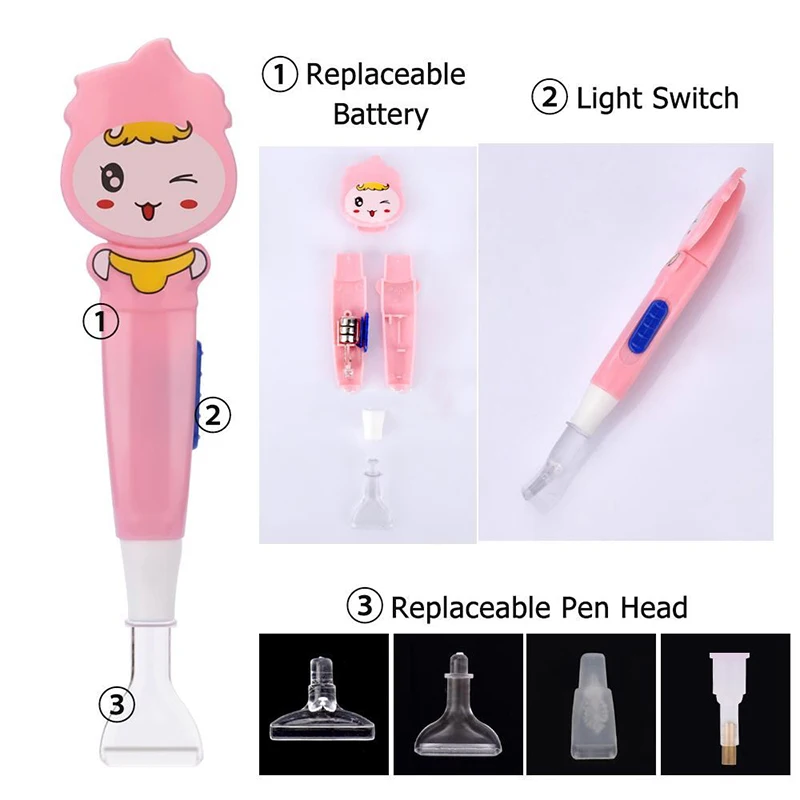 Multifunction 5D DIY Diamond Painting Cross Stitch Point Drill Pen With Light Easy Clear Mosaic Embroidery Gift | Дом и сад