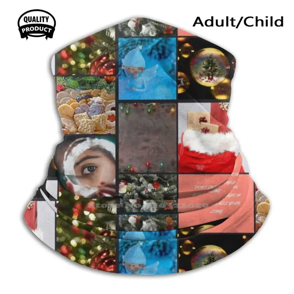 Праздничная магия мягкой теплой маски для лица, спортивного шарфа Рождественского Санты, снега, печенья, рождественского чулка, огней Larose Griffin.