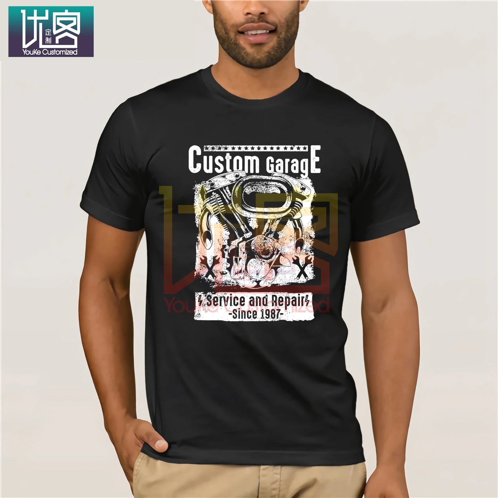 Пользовательские гаражные услуги и ремонт винтажный дизайн футболки |