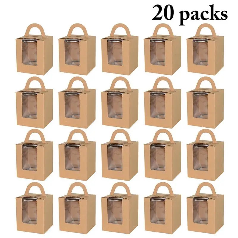 20pcs Мини печенье конфеты коробка одиночная коробка Маффин Портативный Розовый Окно кекс коробка мусс грязь бутылочка для десерта упаковка чашка дети подарок - Цвет: 20pcs