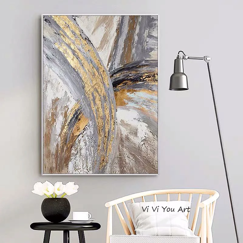 

Modern Abstract Oil Painting large hand painted Abstract Painting Golden Painting Abstract Canvas for Wall Art Office Decoration