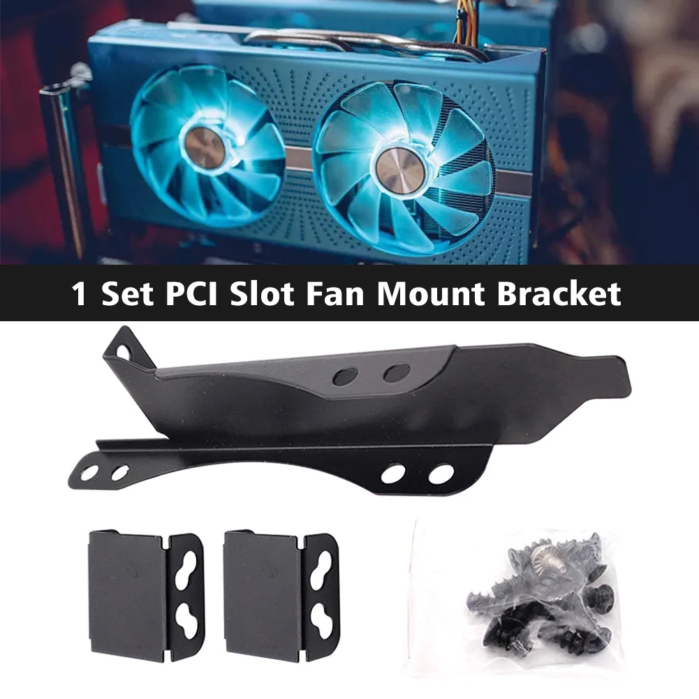 

Dual Fan Mount Rack Durable Home Accessories Metal Portable Black For Video Card Easy Install Professional DIY Support