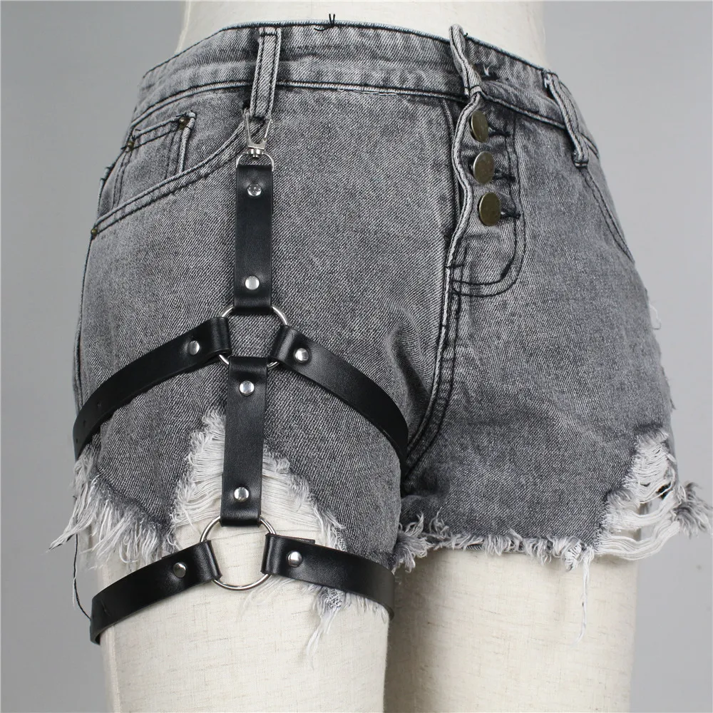 LP-035 CEA.HARNESS кожа Панк Подвязки для женщин Новая мода харадзюку один ремень клип на подтяжках крюк регулируемые ноги кольцо носок ручной работы - Цвет: LP-035