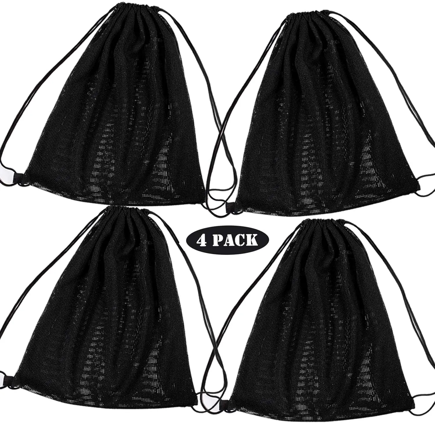 

3/4/5Pc Mesh Drawstring Backpack Black String Bag with Drawstring Shoulder Multi Functional Equipment Bag Easy To Carry Outdoors