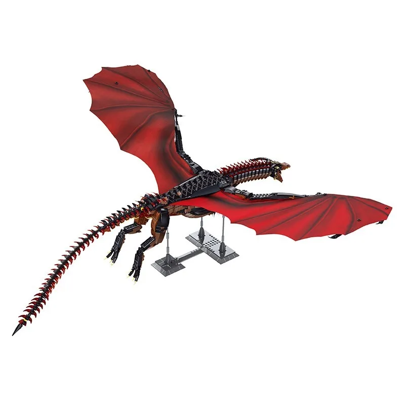 

18K Super Blocks 1899 Pcs Red Ice Dragon Wesellion Building Blocks DIY Animal Model Toys with Bracket As Gifts for Children