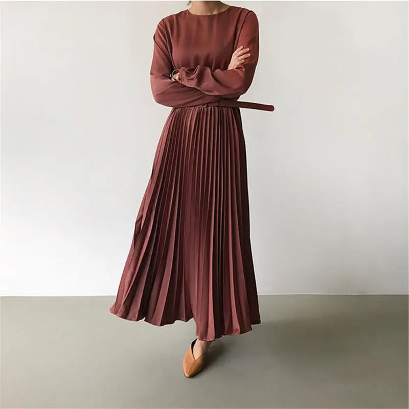 Женские Плиссированные Длинные платья HziriP элегантные универсальные офисные