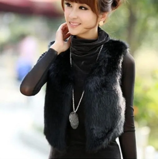 2019 Vetement Winter Women's Faux Fur Coat Artificial Femme Short Vest Furry Vests Plus Size Fake Gilet AW180 | Женская одежда
