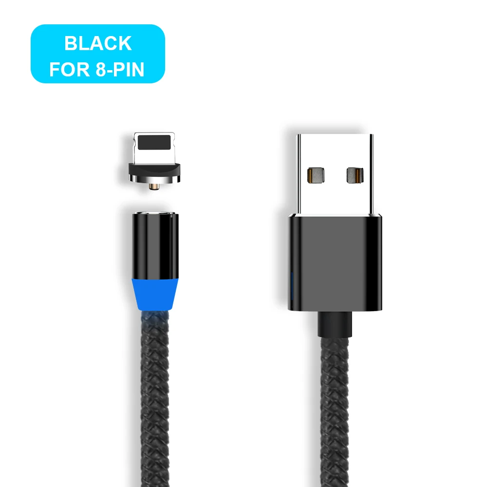 Black for iphone Магнитный кабель Vanniso Micro USB с нейлоновой оплеткой, кабели для мобильных телефонов samsung s8, Xiaomi mi9, USB C, Microusb, светодиодный, магнитный, зарядное устройство - Цвет: Black for iphone