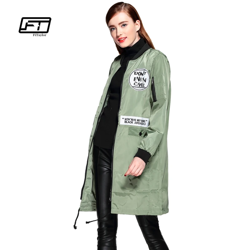 Fitaylor новый осенний Женский Тренч с Emboridery тонкая ветровка мультяшным принтом