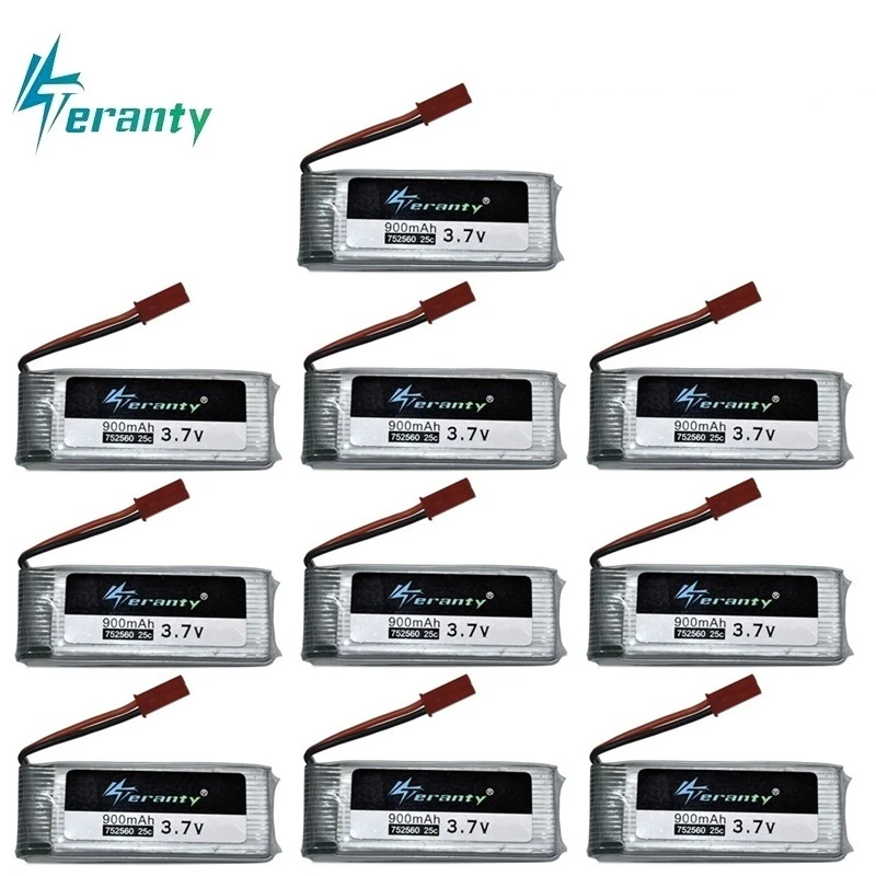 

900mah 3.7V Rechargeable Battery For X5 X5C 8807 8807W A6 A6W M68 Rc Drone Spare Part Accessories 3.7v lipo battery 752560 10pcs