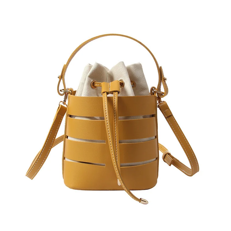 

New Fashion Hollow Out Womens Shoulder Bag Casual Popular Cute Portable Chic Female Bucket Bag Small Simple String Messenger Bag