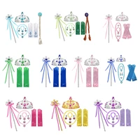 girls anna elsa cospaly sets crown magic wand necklace wig gloves accessories earring bracelet sleeping beauty belle party gift