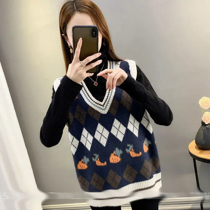 

2021 Spring And Autumn Women 's New Sweater Vest Women 's Outdoor All -Matching Clothes Female Students Korean Style Loose Sweat