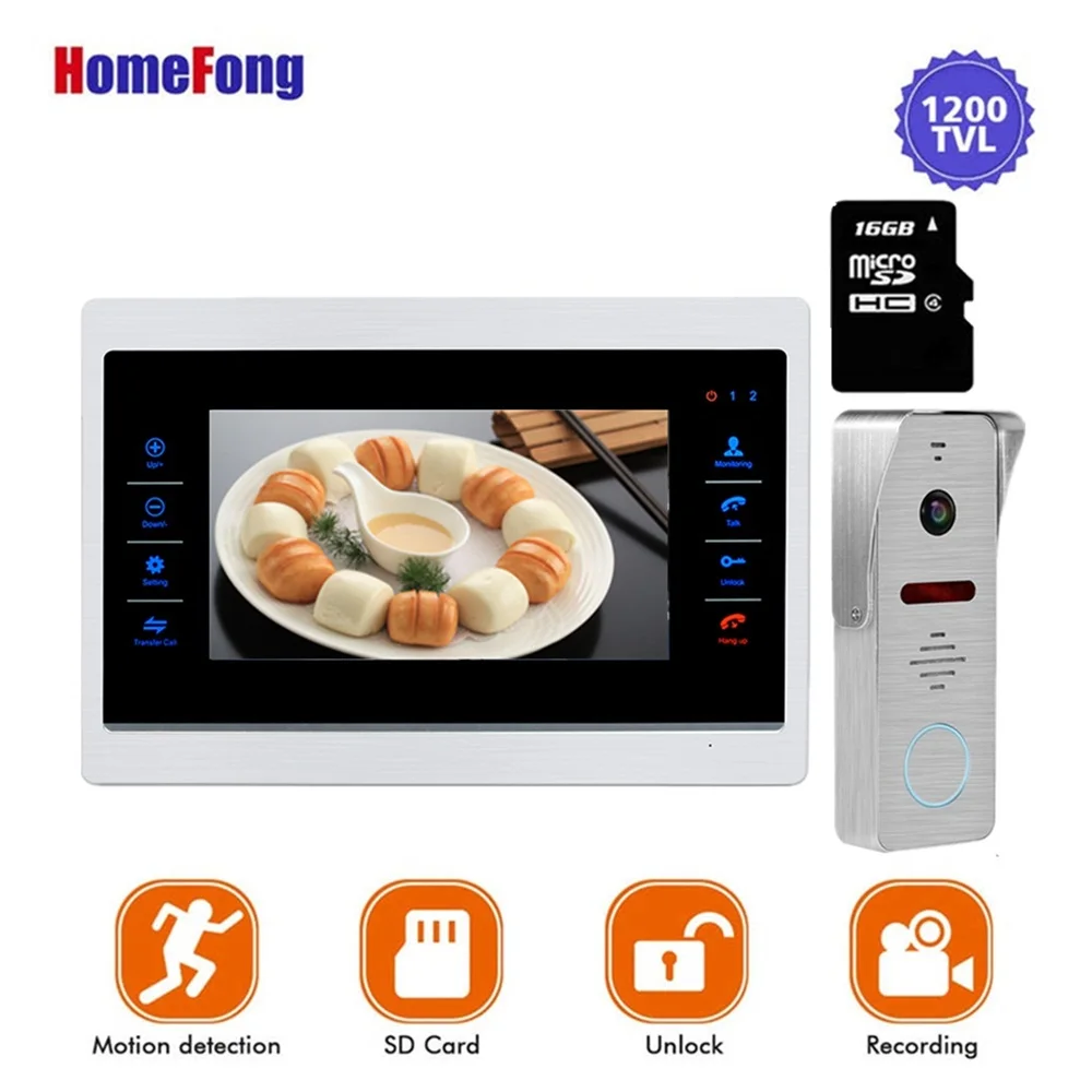 Homefong Video Deurtelefoon Deurbel Met Camera Intercom Video Intercom Opname Foto/Video Ondersteuning 16Gb Sd-kaart Meegeleverd