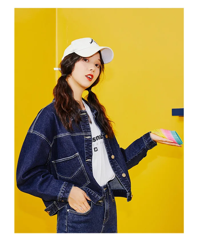 Женская короткая джинсовая куртка LEIJIJEANS, классическая повседневная темно-синяя куртка из денима c пуговицами на спине, новая модная модель больших размеров от S до 6XL