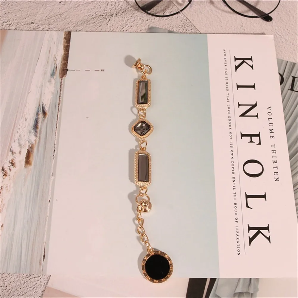 New Retro Gemstone Pearl Mobile Phone Lanyard DIY Gold Cell Shell Strap Metal Chain Bracelet Case Hanging Cord for Women | Мобильные