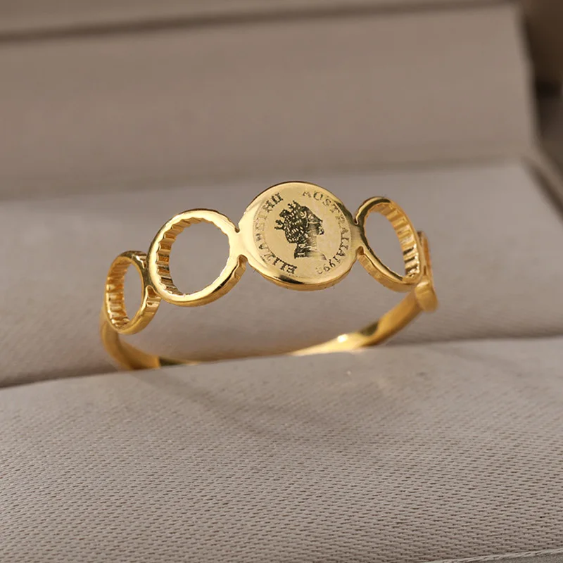 

Vinatge Portrait Virgin Mary Ring For Women Personality Gold Stainless Steel Hollow Circle Female Rings Party Birthday Jewelry