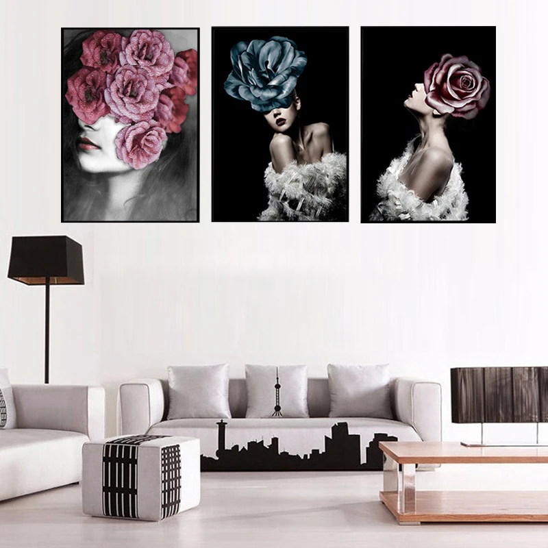 Картина на холсте Настенные рисунки картина цветок женщины дома гостиной Декор