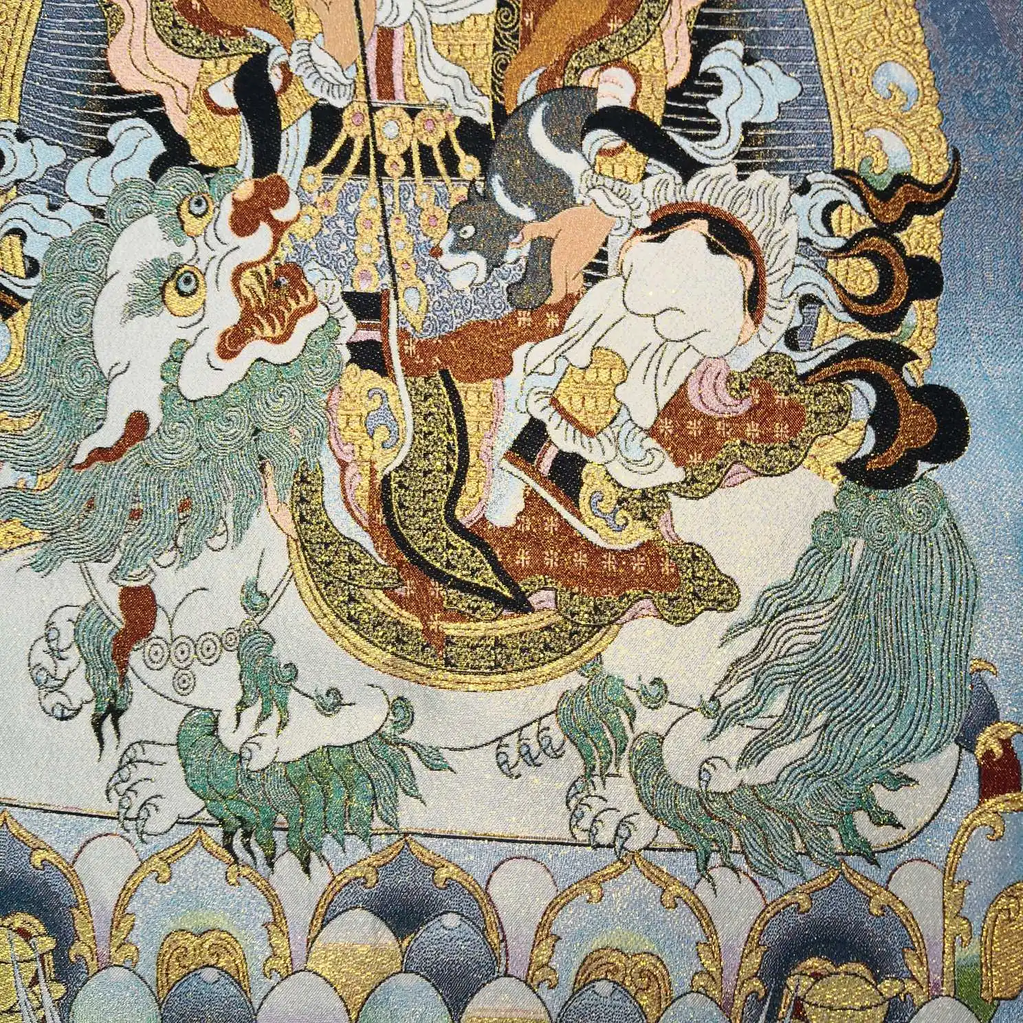 

36 Inch Silk Embroidery Statue Of The God Of Wealth Thangka Paintings