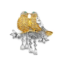 pink fashion lovely birds brooches for women jewelry gorgeous costume lapel pins animal bird brooch pin