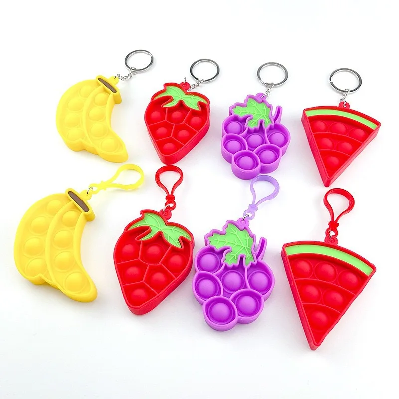

Pop It Fidget Toys Keychain Key Ring Holder Trinke Charm for Women Men Push Bubble Mini Fruits Simple Dimple Toy Relieve Autism
