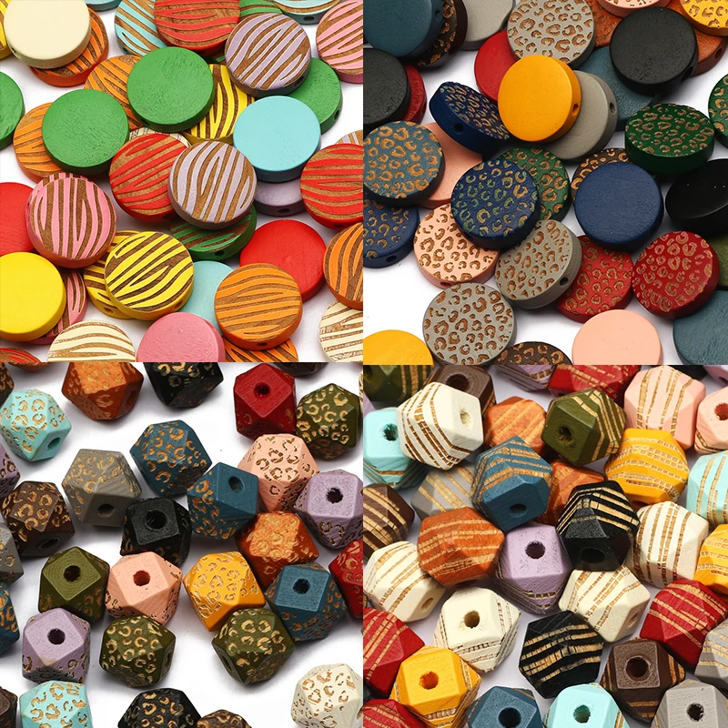 

10/12/15/16/20mm Leopard Zebra Pattern Natural Color Wood Beads Loose Spacer Beads For Jewelry Making DIY Handmade Accessories
