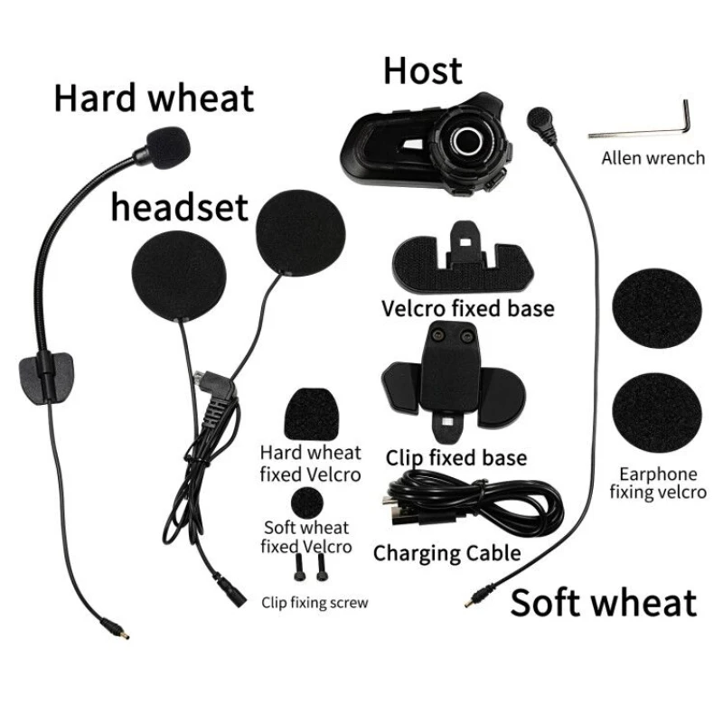 

Motorbike BT Interphone Motorcycle Bluetooth-compatible Helmet Intercom Stereo Headset For Cell Phone GPS 2 Way Radios