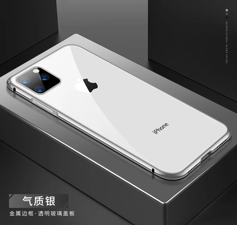 Роскошный прозрачный чехол для телефона из закаленного стекла для iPhone XI Max/XIR металлический защитный бампер чехол для iPhone XI iPhone 11