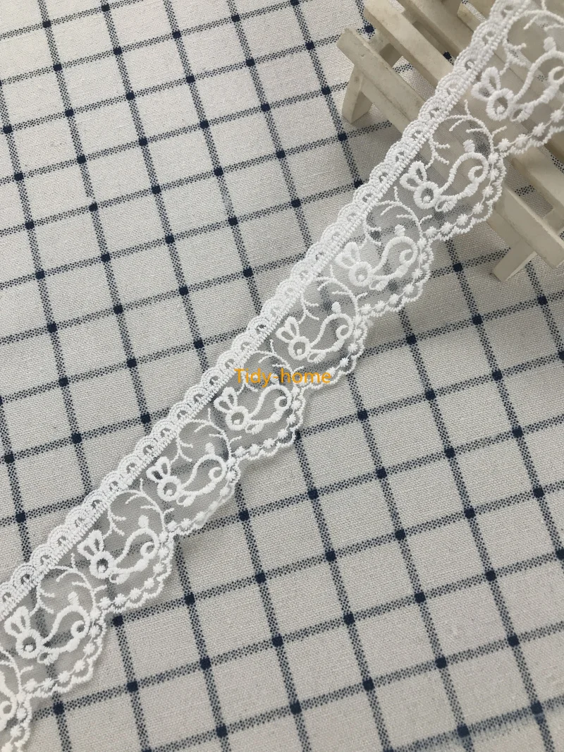 1 ярд милый кролик хлопок белая кружевная вышивка отделка детская одежда сделай