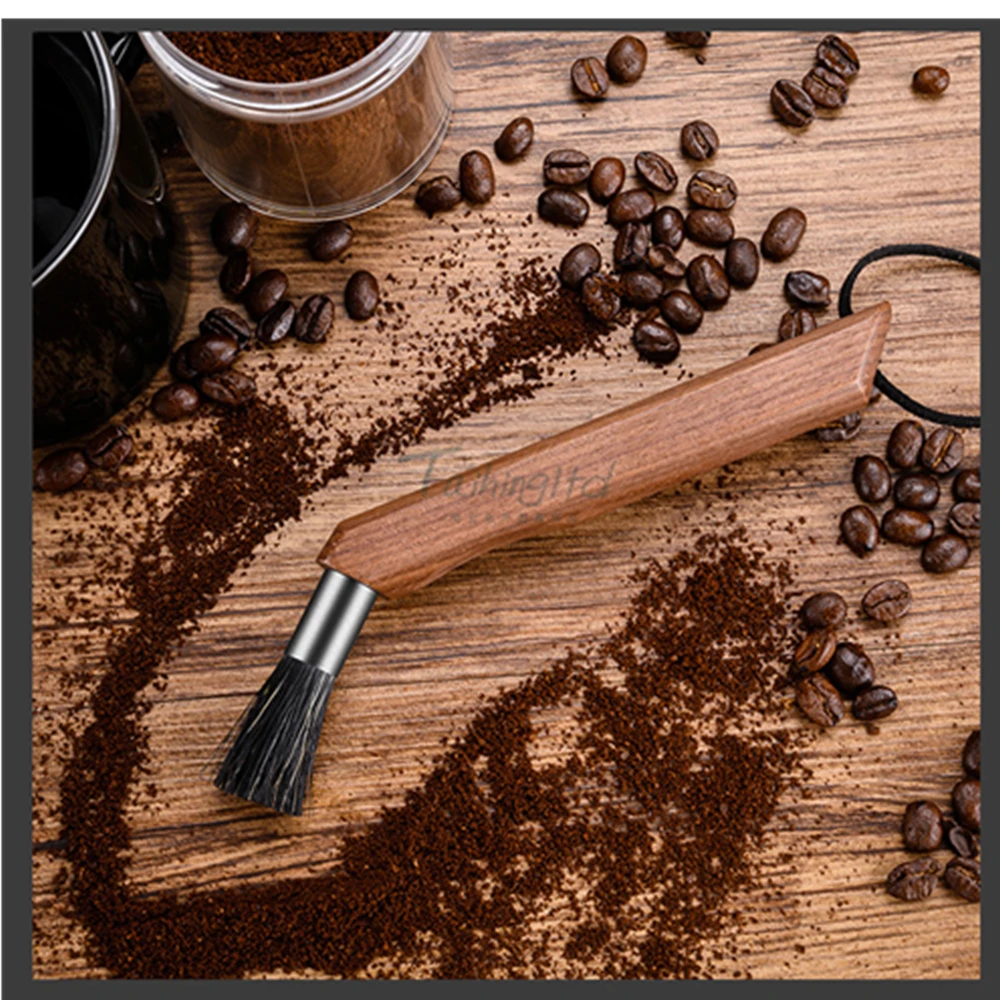 

Coffee Grinder Cleaning Brush with Natural Bristle Walnut Handle Coffee Machine Brush for Home Kitchen Coffee Machine Cleaning
