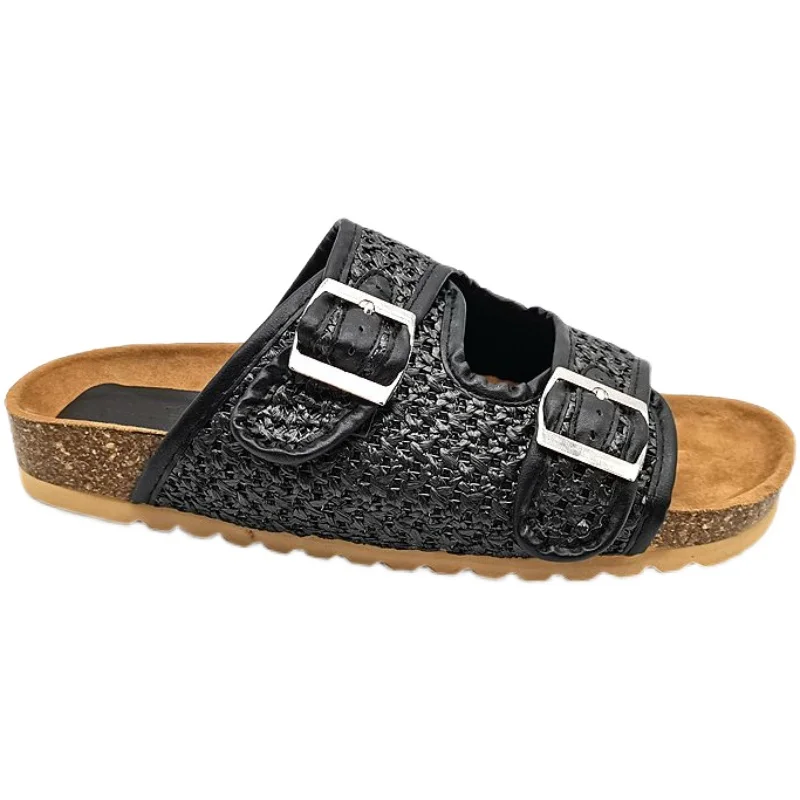 

Shoes Women Slippers For Swimming Pool Slides Pantofle Soft Beach Flat 2021 Fabric PU Cane Basic Shoes Slippers Soft Summer Cl