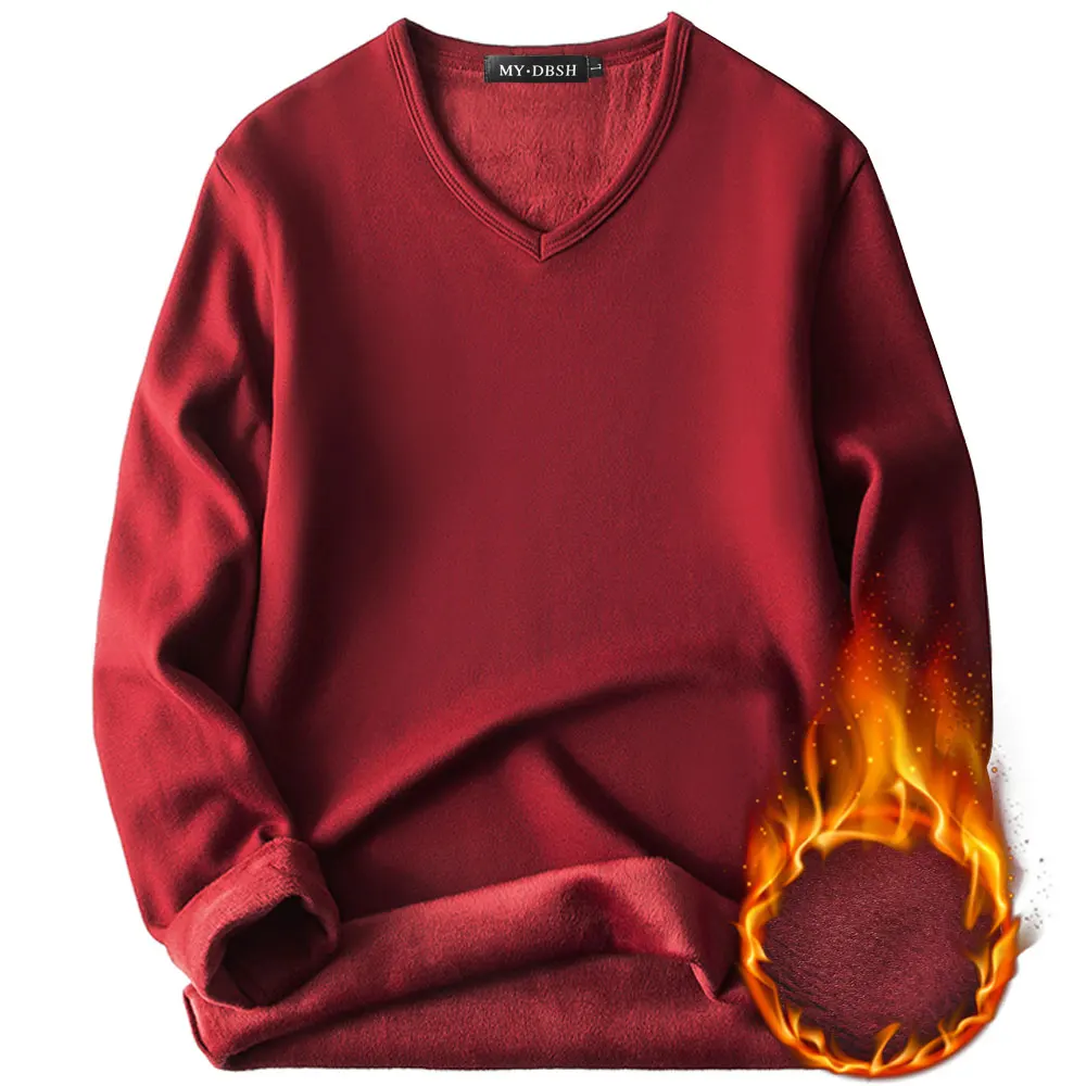 Зимняя одежда 2022 Мужской пуловер рубашка термобелье мужские топы бархатная